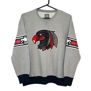 Native Borne Sweatshirt Mens 3XL Gray Eagle Head Embroidered Crewneck Pullover